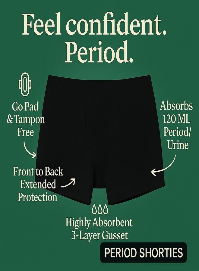 FabPad Reusable Leak-Proof Period Shorties Panty - Underwear for Heavy Flow & Urine Incontinence (Boy Shorts Style) (Black, 2XL) - Image 4